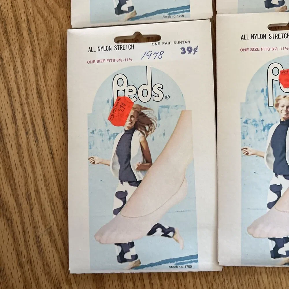 4 pk. Vintage 1970s Peds Foot Cover Suntan Sz. 8.5-11.5 New Old Stock